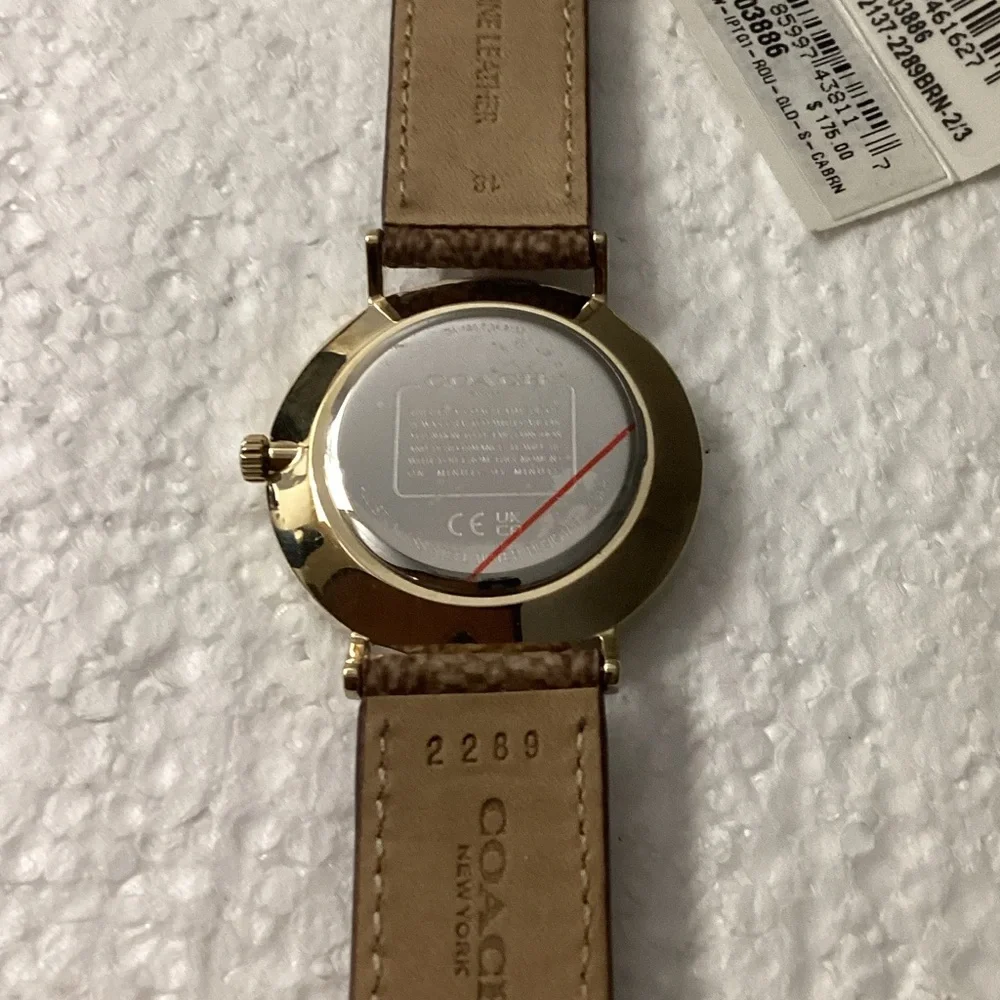 Coach Gold Watch with Red Heart Details